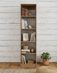 71" Natural Wood Five Tier Bookcase