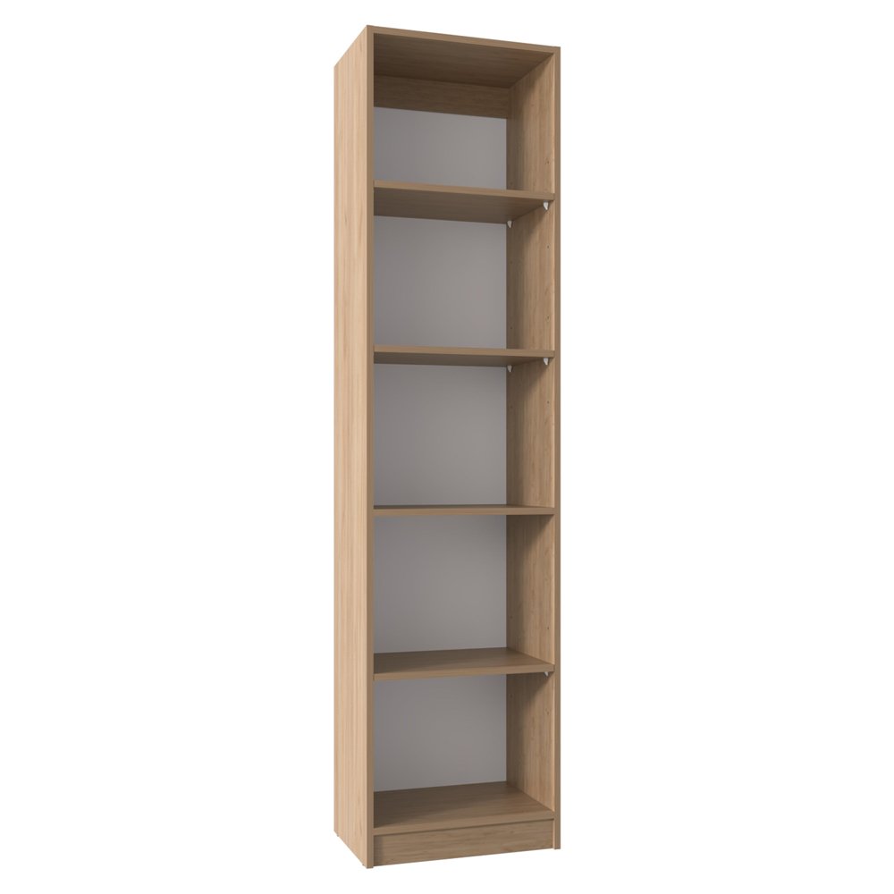 71" Natural Wood Five Tier Bookcase