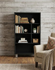 41" Black Wood Six Tier Bookcase