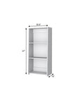 47" White Wood Three Tier Bookcase