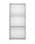 47" White Wood Three Tier Bookcase