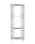 39" White Wood Three Tier Bookcase