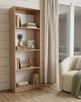 71" Natural Wood Four Tier Bookcase