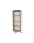 71" Natural Wood Four Tier Bookcase
