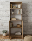 71" Natural Wood Three Tier Bookcase