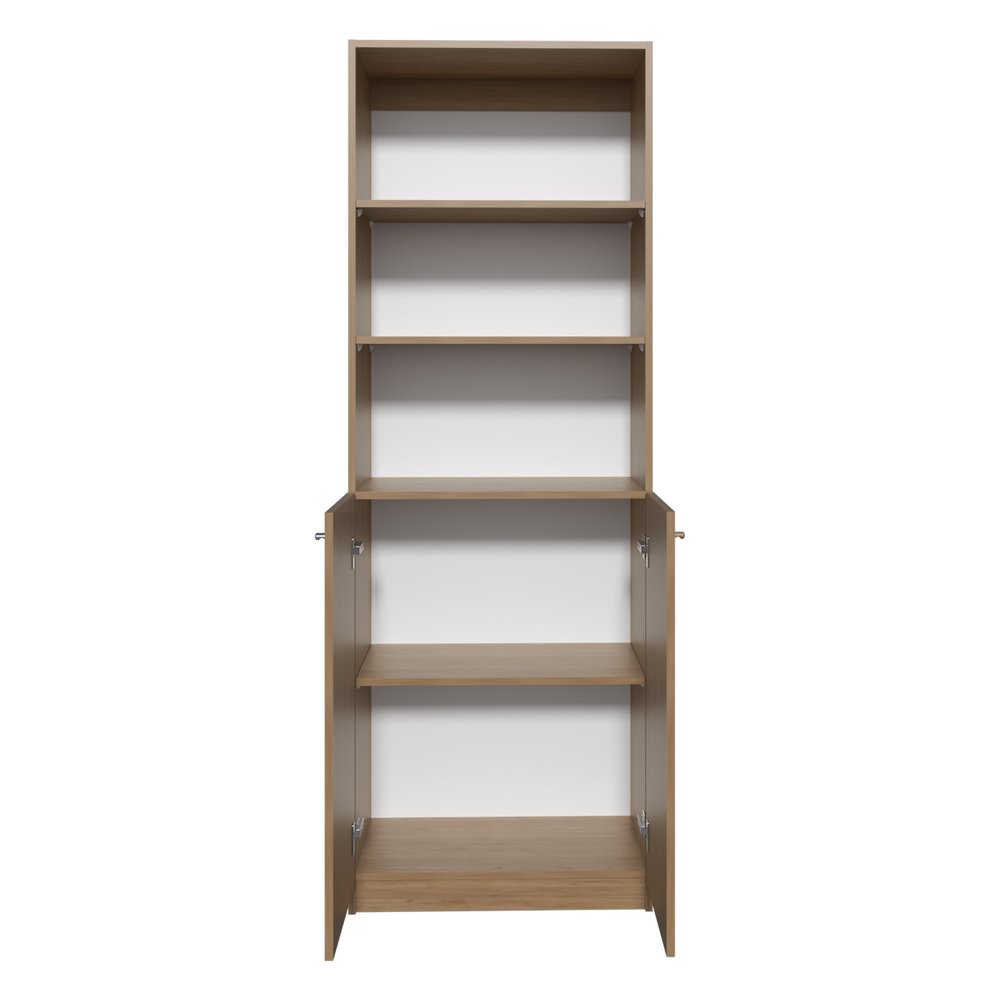 71" Natural Wood Three Tier Bookcase