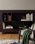 25" Black Wood Five Tier Bookcase