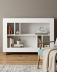 25" White Wood Five Tier Bookcase