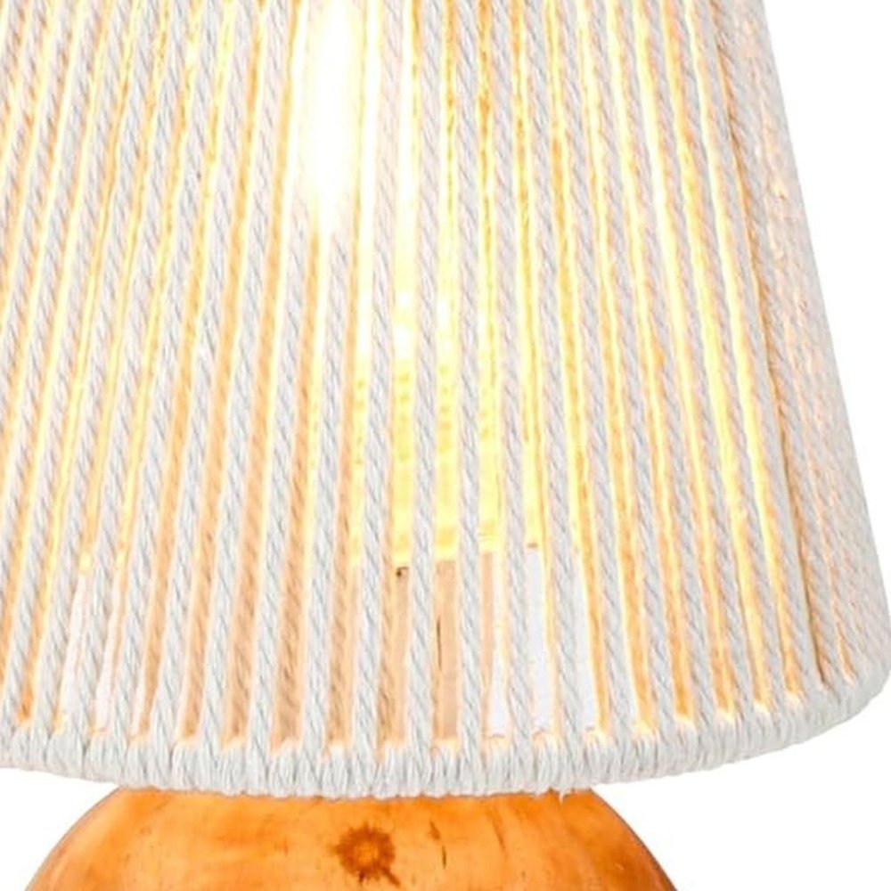 Set of Two 8" Brown Two Light Round Battery Powered Bedside Lamps With Empire Shades