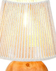 Set of Two 8" Brown Two Light Round Battery Powered Bedside Lamps With Empire Shades