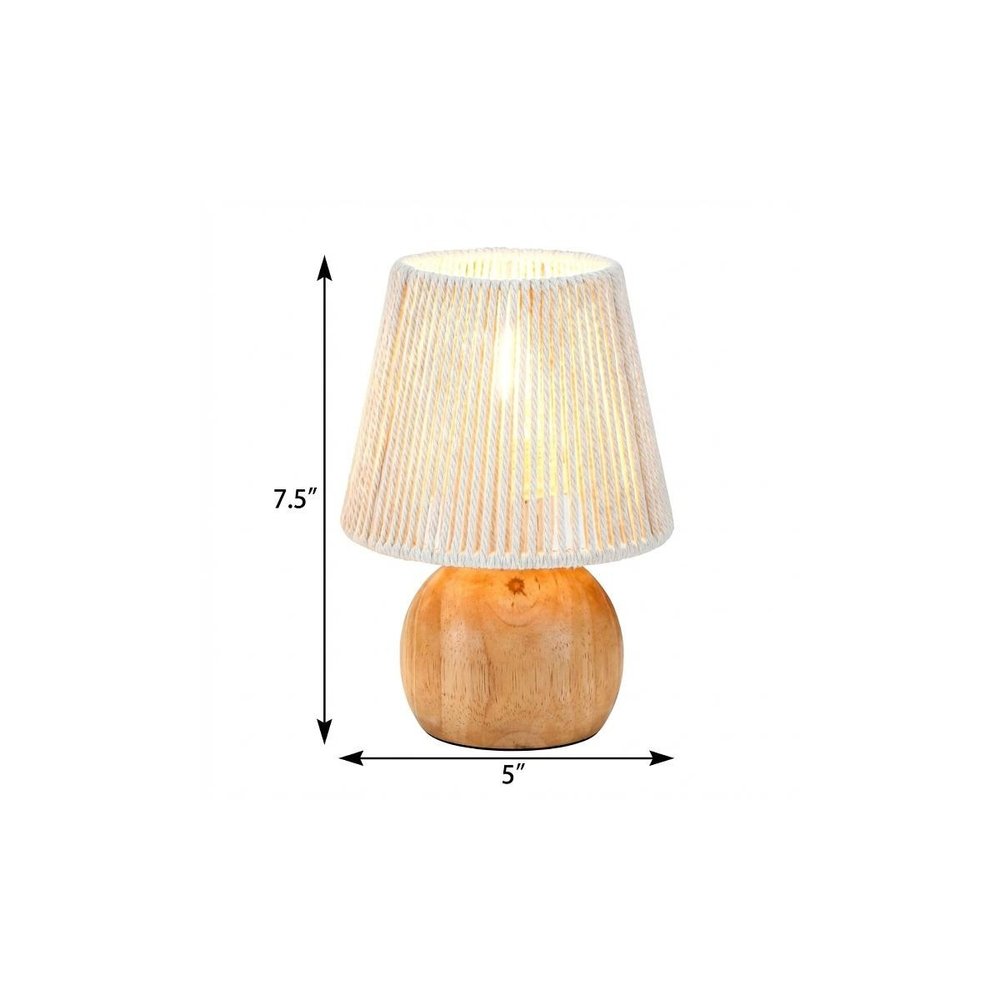 Set of Two 8" Brown Two Light Round Battery Powered Bedside Lamps With Empire Shades