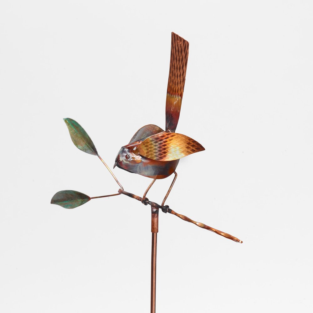 10" Copper  Birds Garden Stake
