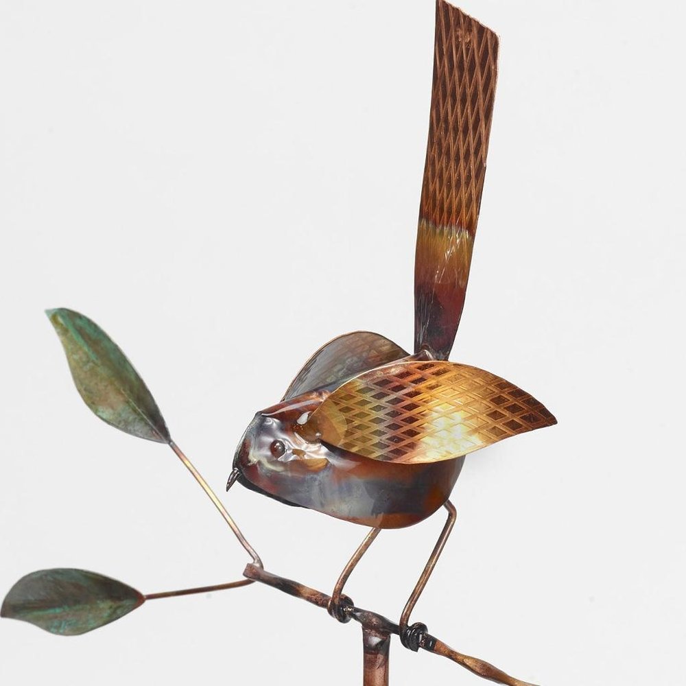 10" Copper  Birds Garden Stake