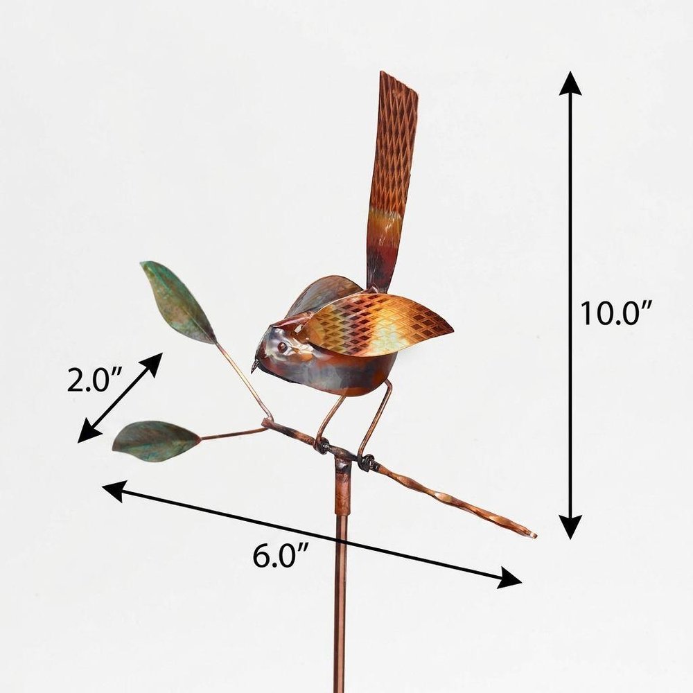 10" Copper  Birds Garden Stake
