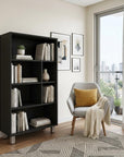 41" Black Wood Four Tier Bookcase