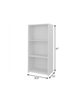 47" White Wood Three Tier Bookcase