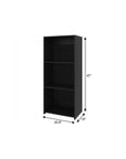 47" Black Wood Three Tier Bookcase