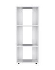 39" White Wood Three Tier Bookcase