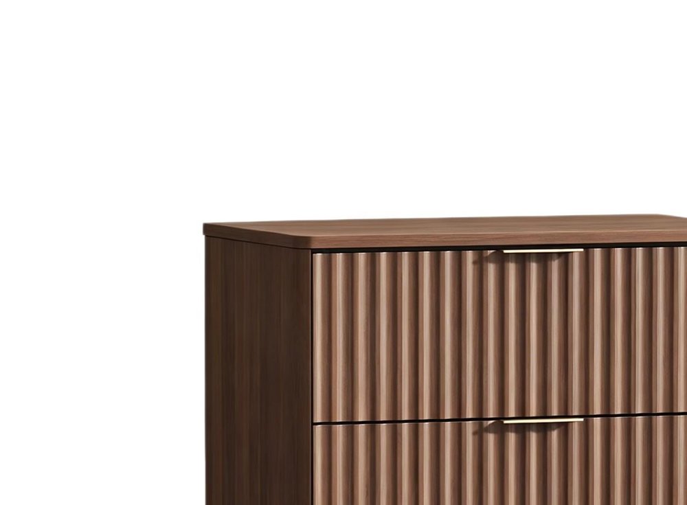 30" Brown Wood Ribbed Texture Three Drawer Nightstand With USB