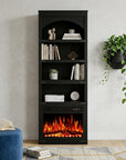 70" Black Wood Four Tier USB Bookcase