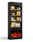 70" Black Wood Four Tier USB Bookcase