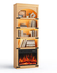 70" Natural Wood Four Tier USB Bookcase