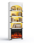 70" White Wood Four Tier USB Bookcase