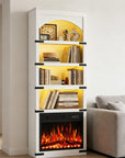 70" White Wood Four Tier USB Bookcase