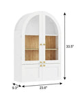 34" Brown Wood Wall Mounted Glass Panel Inlay Four Door Bathroom Cabinet