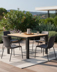 35" Black And Brown Heavy Duty Plastic Square Outdoor Table with Umbrella Hole