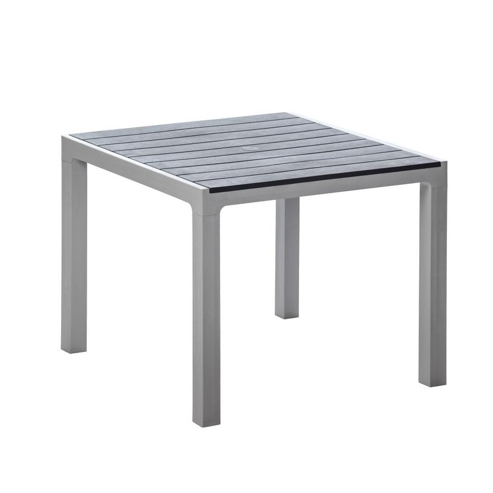 35" Black And Brown Heavy Duty Plastic Square Outdoor Table with Umbrella Hole
