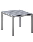35" Black And Brown Heavy Duty Plastic Square Outdoor Table with Umbrella Hole