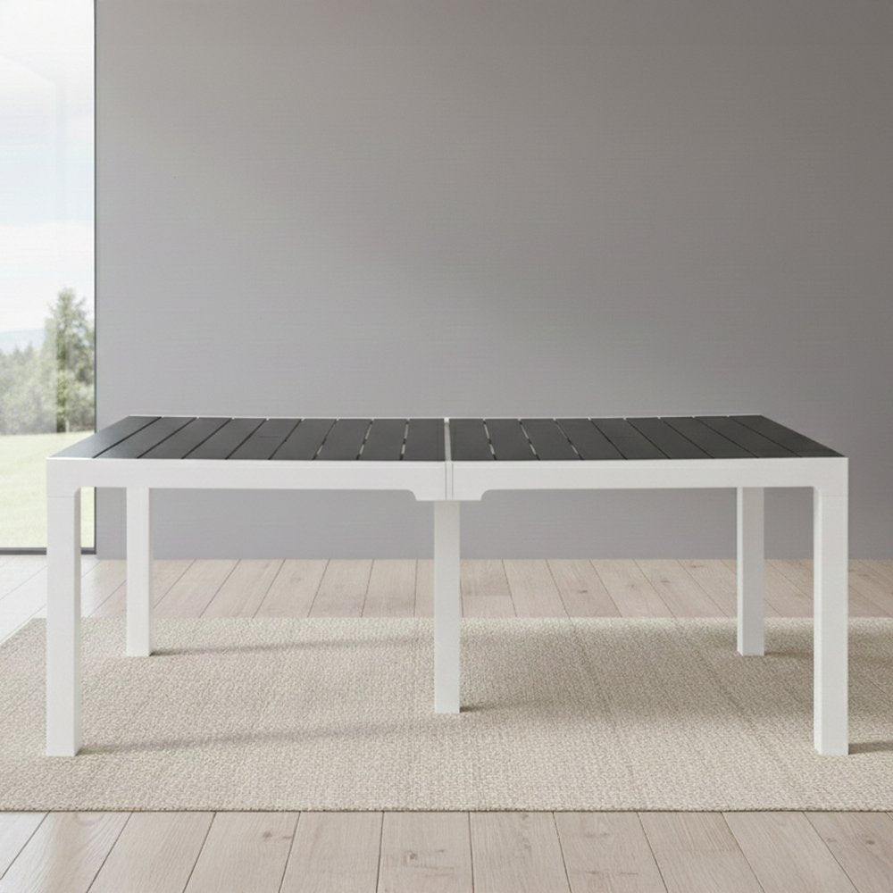 71" Brown And Black Heavy Duty Plastic Outdoor Dining Table with Umbrella Hole