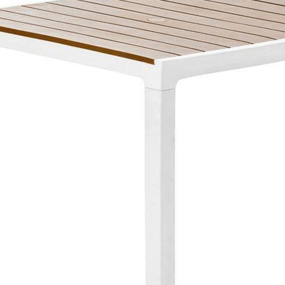 71" Brown And Black Heavy Duty Plastic Outdoor Dining Table with Umbrella Hole