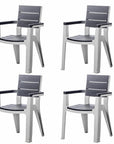 Set of Four Charcoal And Gray Faux Wood Heavy Duty Plastic Outdoor Stacking Arm Chairs