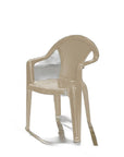 Set of Four Taupe Textured Heavy Duty Plastic Outdoor Stacking Arm Chairs