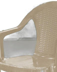 Set of Four Taupe Textured Heavy Duty Plastic Outdoor Stacking Arm Chairs