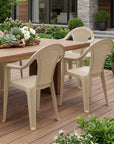 Set of Four Taupe Textured Heavy Duty Plastic Outdoor Stacking Arm Chairs