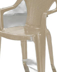 Set of Four Taupe Textured Heavy Duty Plastic Outdoor Stacking Arm Chairs