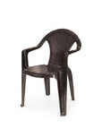 Set of Four Taupe Textured Heavy Duty Plastic Outdoor Stacking Arm Chairs