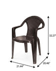 Set of Four Taupe Textured Heavy Duty Plastic Outdoor Stacking Arm Chairs