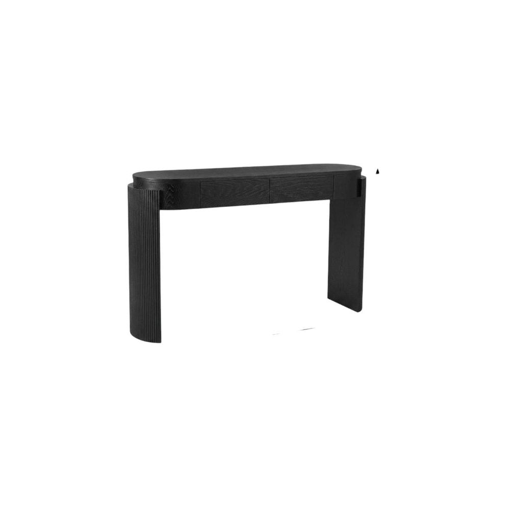 55" Teal Blue Wood Oval Double Pedestal Console Table With Two Drawers