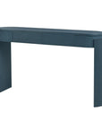55" Teal Blue Wood Oval Double Pedestal Console Table With Two Drawers