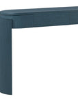 55" Teal Blue Wood Oval Double Pedestal Console Table With Two Drawers