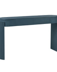 55" Teal Blue Wood Oval Double Pedestal Console Table With Two Drawers