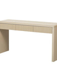 55" Natural Wood Double Pedestal Console Table With Three Drawers