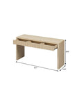 55" Natural Wood Double Pedestal Console Table With Three Drawers