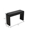 54" Black Wood Double Pedestal Curved Edge Console Table With Two Drawers