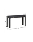 52" Black Wood Console Table With Three Drawers