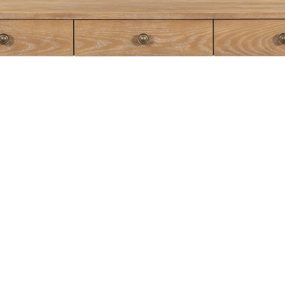 52" Black Wood Console Table With Three Drawers